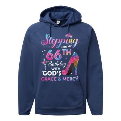 Stepping Into My 66th Birthday Gift Women 66 Years Old Pumps Performance Fleece Hoodie