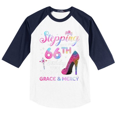 Stepping Into My 66th Birthday Gift Women 66 Years Old Pumps Baseball Sleeve Shirt