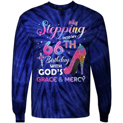 Stepping Into My 66th Birthday Gift Women 66 Years Old Pumps Tie-Dye Long Sleeve Shirt