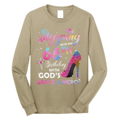 Stepping Into My 66th Birthday Gift Women 66 Years Old Pumps Long Sleeve Shirt