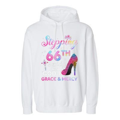 Stepping Into My 66th Birthday Gift Women 66 Years Old Pumps Garment-Dyed Fleece Hoodie