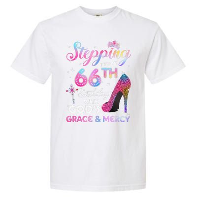 Stepping Into My 66th Birthday Gift Women 66 Years Old Pumps Garment-Dyed Heavyweight T-Shirt