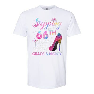 Stepping Into My 66th Birthday Gift Women 66 Years Old Pumps Softstyle CVC T-Shirt