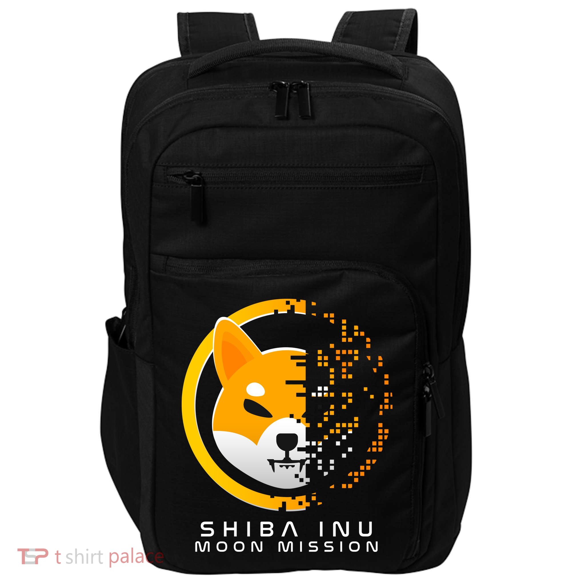 Shiba Inu Moon Mission DOGE Coin Cryptocurrency Impact Tech Backpack