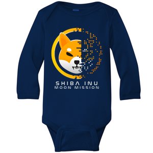 Shiba Inu Moon Mission DOGE Coin Cryptocurrency Baby Long Sleeve Bodysuit