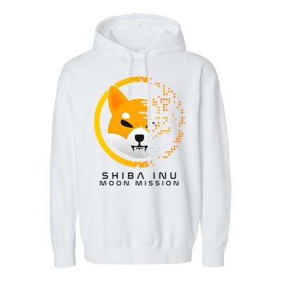 Shiba Inu Moon Mission DOGE Coin Cryptocurrency Garment-Dyed Fleece Hoodie