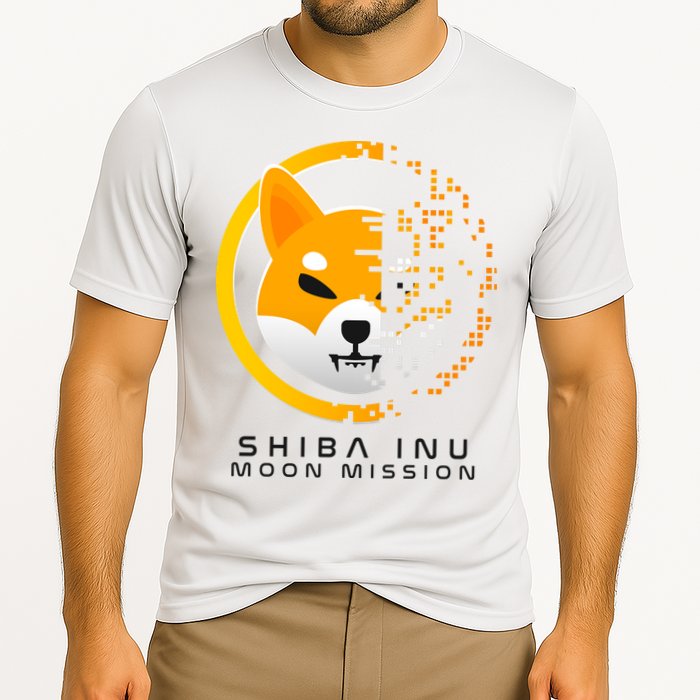 Shiba Inu Moon Mission DOGE Coin Cryptocurrency Cooling Performance Crew T-Shirt