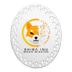 Shiba Inu Moon Mission DOGE Coin Cryptocurrency Ceramic Oval Ornament