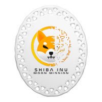 Shiba Inu Moon Mission DOGE Coin Cryptocurrency Ceramic Oval Ornament