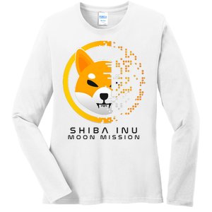 Shiba Inu Moon Mission DOGE Coin Cryptocurrency Ladies Long Sleeve Shirt