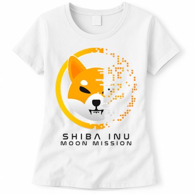 Shiba Inu Moon Mission DOGE Coin Cryptocurrency Womens T-Shirt