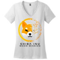 Shiba Inu Moon Mission DOGE Coin Cryptocurrency Women's V-Neck T-Shirt
