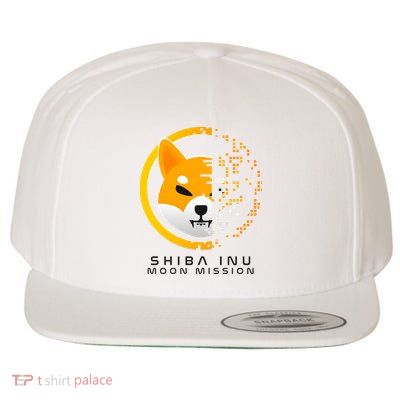 Shiba Inu Moon Mission DOGE Coin Cryptocurrency Wool Snapback Cap