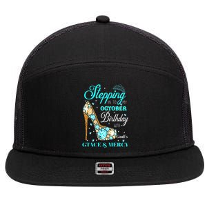 Stepping Into My October Birthday With God's Grace And Mercy 7 Panel Mesh Trucker Snapback Hat