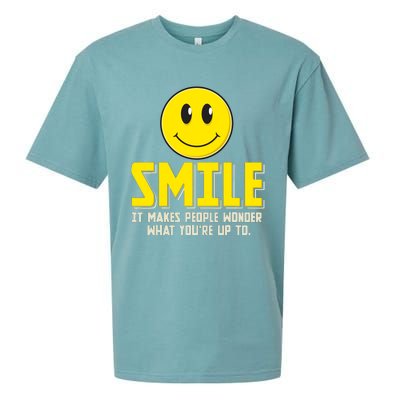 Smile It Makes People Wonder What YouRe Up To Happy Fun Sueded Cloud Jersey T-Shirt