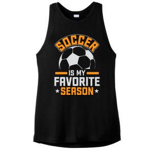 Soccer Is My Favorite Season Graphic Ladies PosiCharge Tri-Blend Wicking Tank