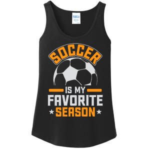 Soccer Is My Favorite Season Graphic Ladies Essential Tank