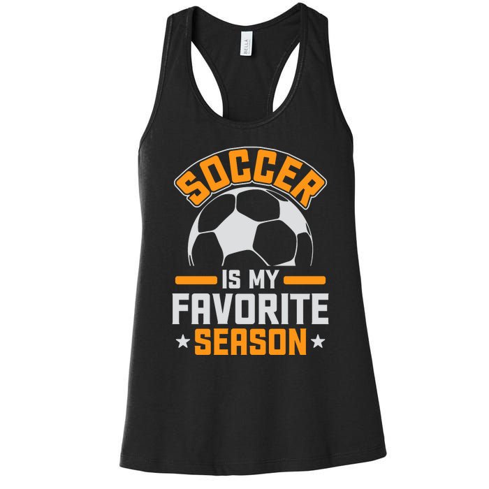 Soccer Is My Favorite Season Graphic Women's Racerback Tank