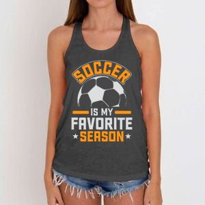 Soccer Is My Favorite Season Graphic Women's Knotted Racerback Tank