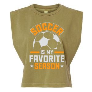 Soccer Is My Favorite Season Graphic Garment-Dyed Women's Muscle Tee