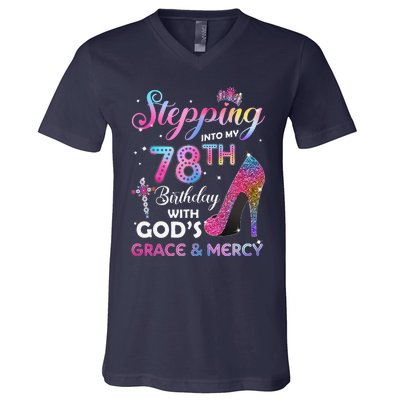 Stepping Into My 78th Birthday Gift Women 78 Years Old Pumps V-Neck T-Shirt