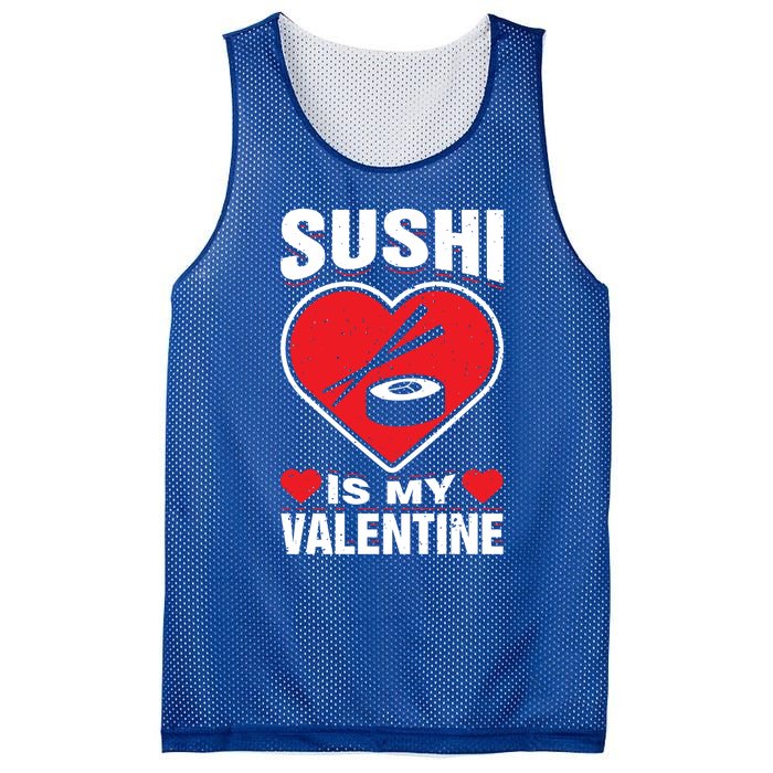 Sushi Is My Valentine's Day Dinner Japanese Food Funny Humor Gift Mesh Reversible Basketball Jersey Tank