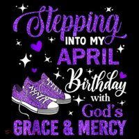 Stepping Into My April Birthday With God's Grace & Mercy  Drawstring Bag