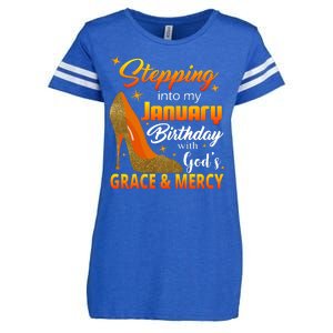 Stepping Into My January Birthday With God's Grace And Mercy Enza Ladies Jersey Football T-Shirt