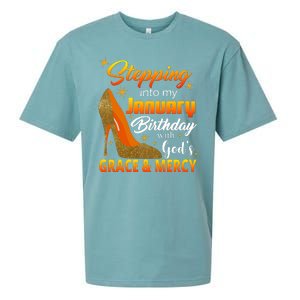 Stepping Into My January Birthday With God's Grace And Mercy Sueded Cloud Jersey T-Shirt