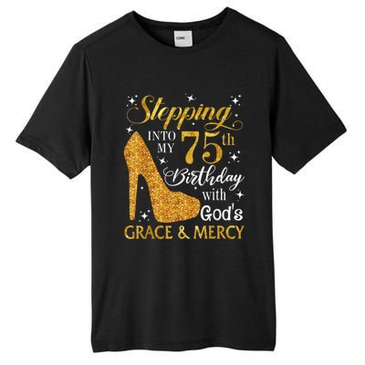 Stepping into my 75th birthday with God's grace & Mercy Tee Tall Fusion ChromaSoft Performance T-Shirt