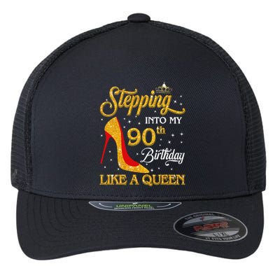 Stepping Into My 90th Birthday Like A Queen Bday Gift  Flexfit Unipanel Trucker Cap
