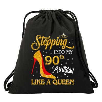 Stepping Into My 90th Birthday Like A Queen Bday Gift  Drawstring Bag