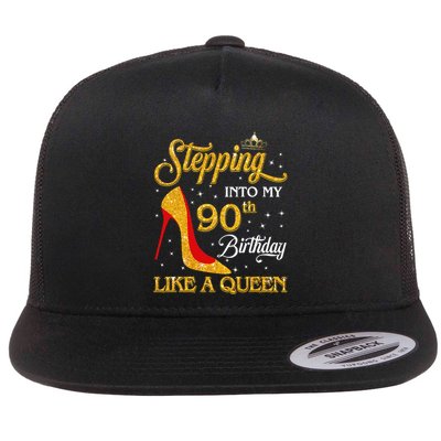 Stepping Into My 90th Birthday Like A Queen Bday Gift  Flatbill Hat