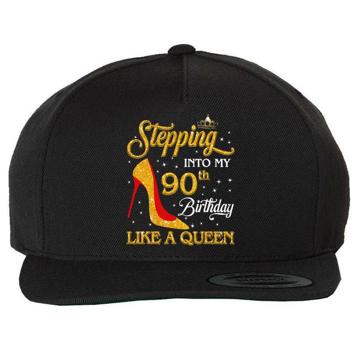 Stepping Into My 90th Birthday Like A Queen Bday Gift  Wool Snapback Cap