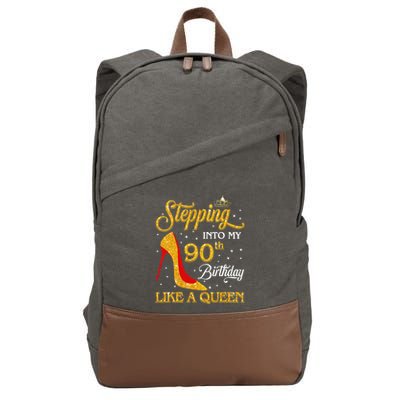 Stepping Into My 90th Birthday Like A Queen Bday Gift  Cotton Canvas Backpack