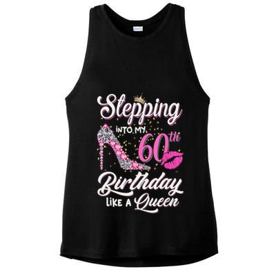 Stepping Into My 60th Birthday Like A Queen Ladies PosiCharge Tri-Blend Wicking Tank