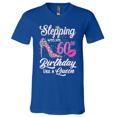 Stepping Into My 60th Birthday Like A Queen V-Neck T-Shirt