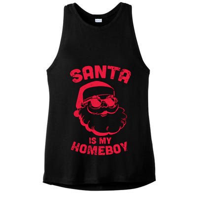 Santa Is My Homeboy Christmas Ladies PosiCharge Tri-Blend Wicking Tank