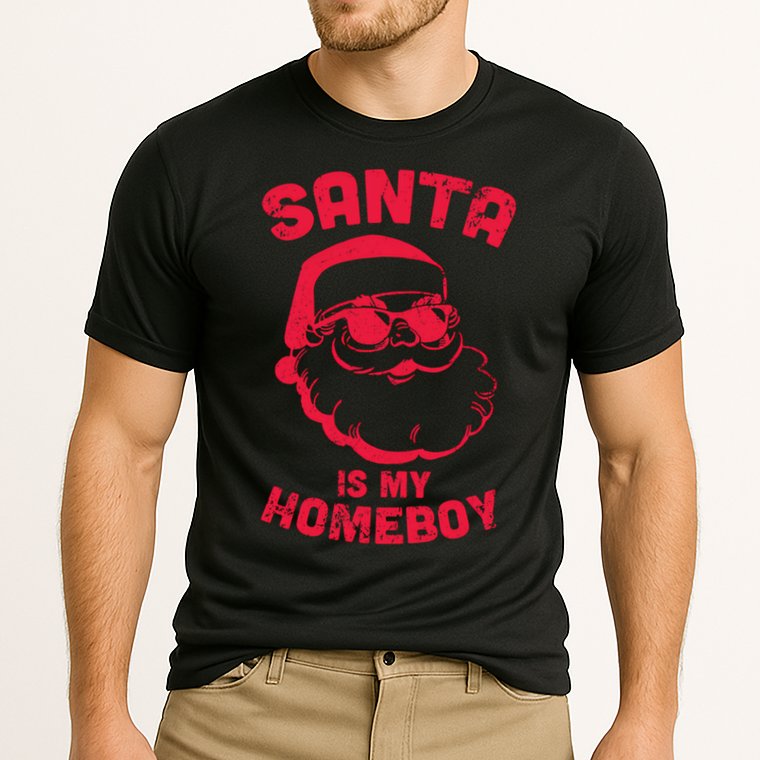 Santa Is My Homeboy Christmas Cooling Performance Crew T-Shirt