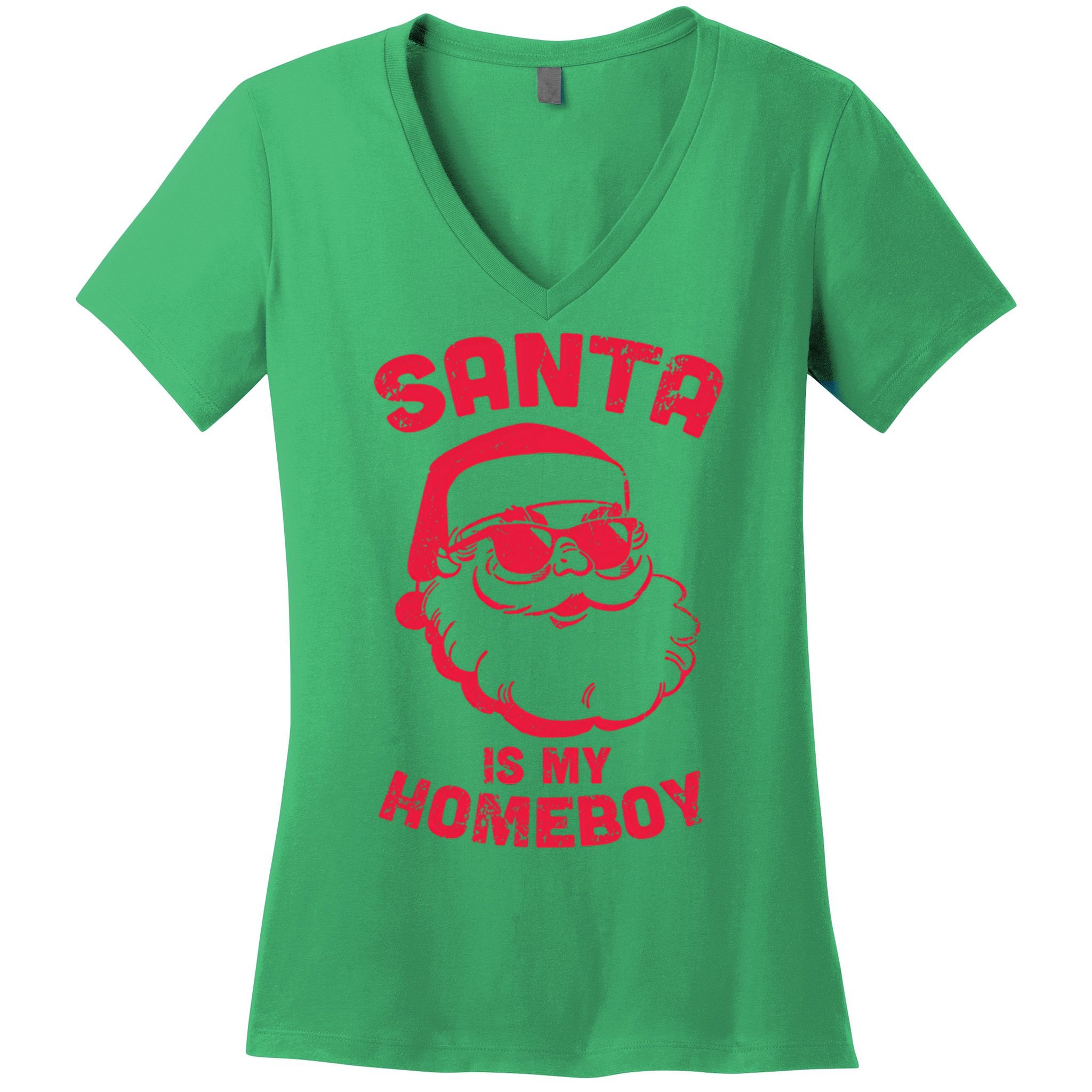 Santa Is My Homeboy Christmas Women's V-Neck T-Shirt