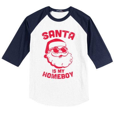 Santa Is My Homeboy Christmas Baseball Sleeve Shirt