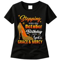 Stepping Into My October Birthday With God's Grace And Mercy Womens T-Shirt