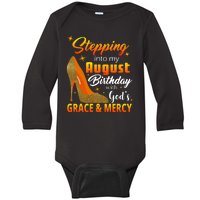 Stepping Into My August Birthday With God's Grace And Mercy Baby Long Sleeve Bodysuit