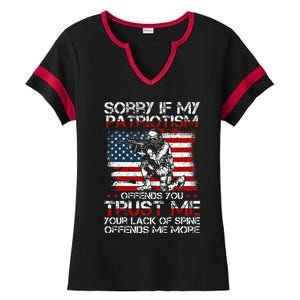 Sorry If My Patriotism Offends You Patriotic Us Flag Ladies Halftime Notch Neck Tee