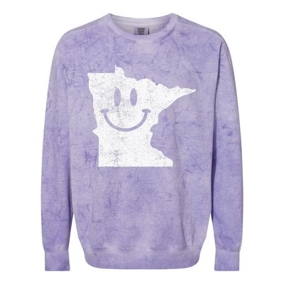 Smiling In Mn – Funny Minnesota Happy Face Colorblast Crewneck Sweatshirt