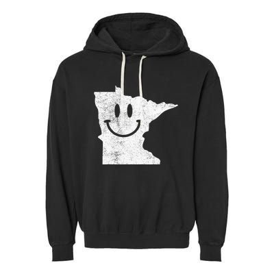 Smiling In Mn – Funny Minnesota Happy Face Garment-Dyed Fleece Hoodie