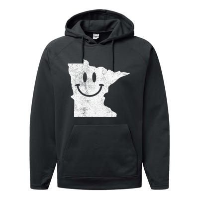 Smiling In Mn – Funny Minnesota Happy Face Performance Fleece Hoodie