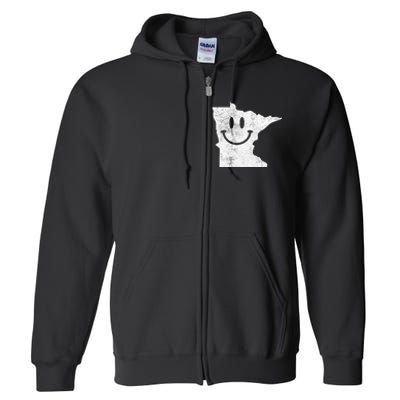 Smiling In Mn – Funny Minnesota Happy Face Full Zip Hoodie