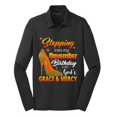 Stepping Into My November Birthday With God's Grace And Mercy Silk Touch Performance Long Sleeve Polo