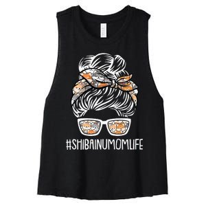 Shiba Inu Mom Life Mothers Day Cute Dog Puppy Pet Owner Mama Women's Racerback Cropped Tank